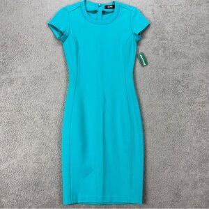NWT Icone Turquoise Cap-Sleeve Sheath Dress